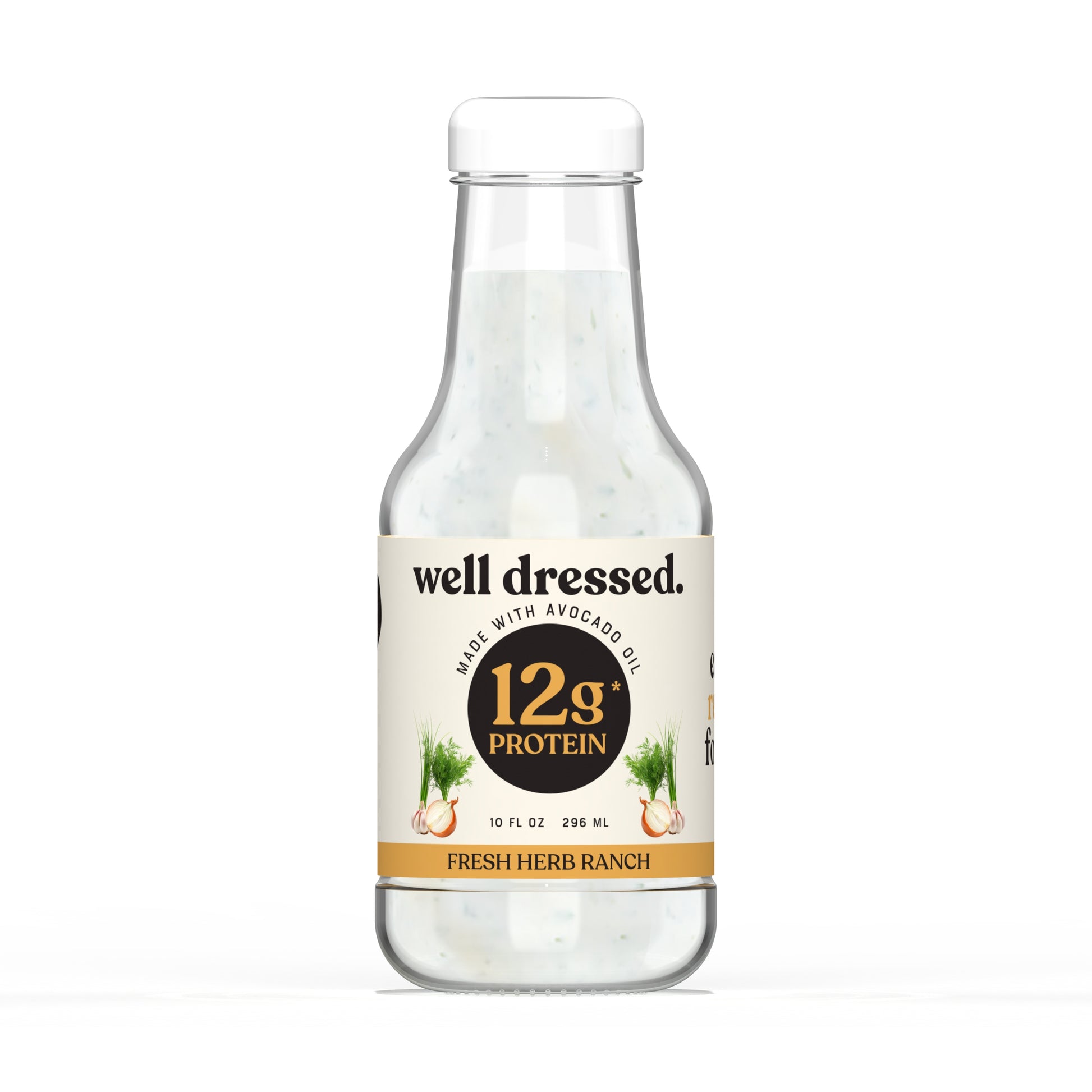A bottle of fresh herb ranch dressing